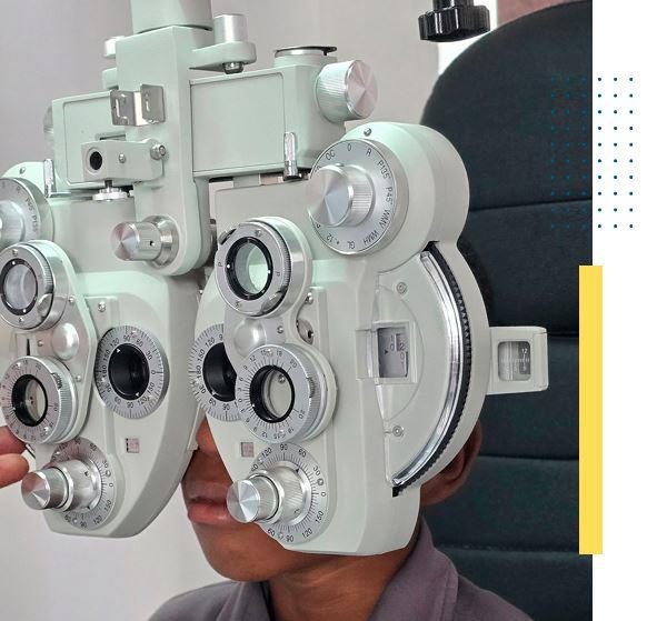 A phoropter used during comprehensive eye examinations at Clearoptics.